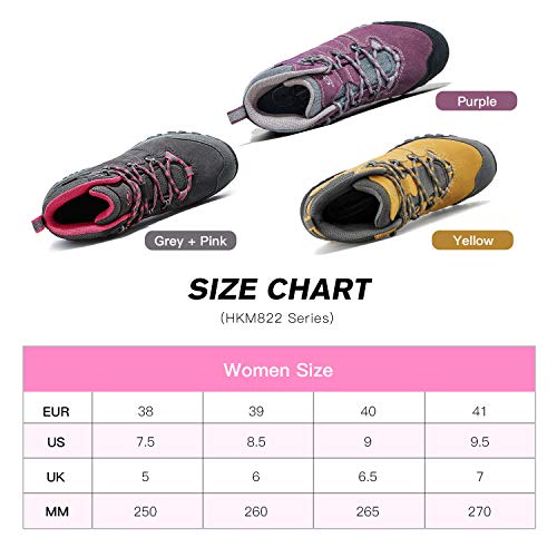 Clorts Women's Classic Hiking Boots Waterproof Suede Leather Lightweight Hiking Shoes Yellow US Women Size 8.5 Medium Width - Thumbnail 5