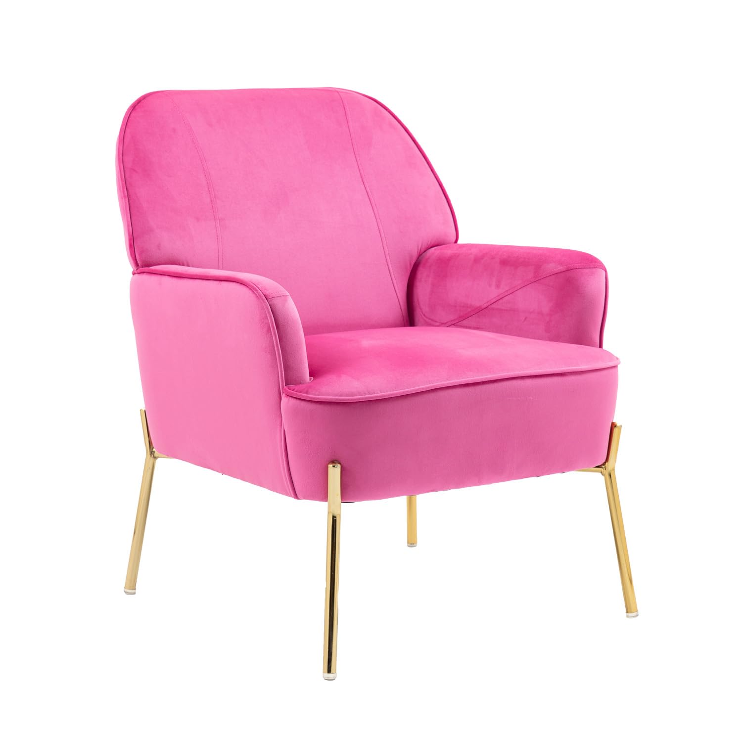 ZOBIDO Comfy Velvet Accent Chair with Glam Metal Legs for Dining Room Bedroom Living Room Beauty (Rose Pink)