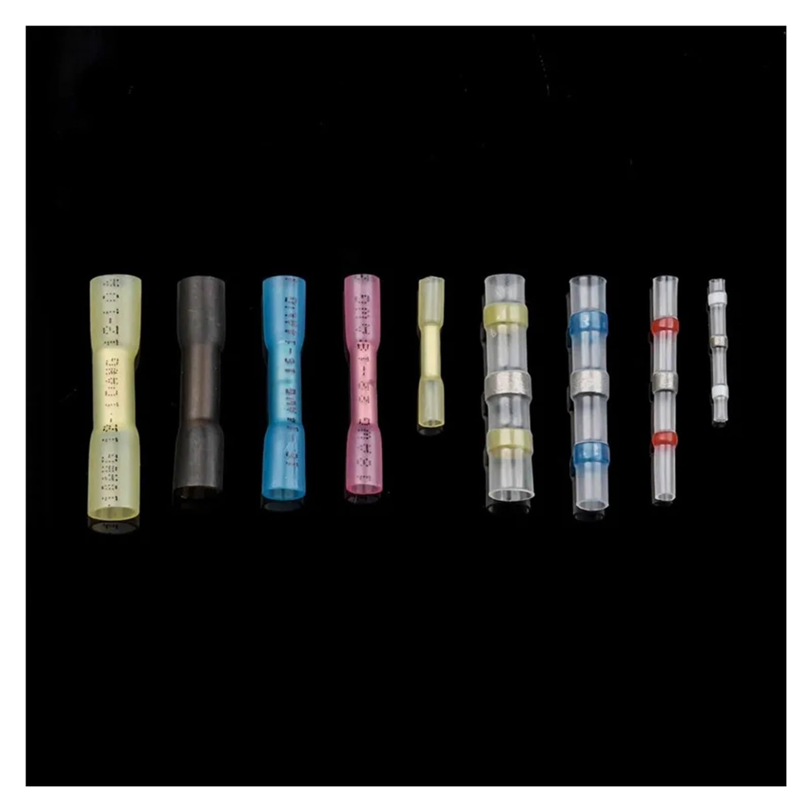 Kit de 200 Conectores de Empalme termorretráctiles de Alambre Grueso, 5 tamaños, terminales de crimpado for Empalme de Cable con Manguito de Soldadura, AWG 22-10