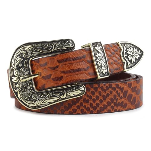 Image of 25mm Genuine Leather Waist Belt for Women - Fancy Vintage Buckle Belt For Jeans | Stylish Adjustable Party Belt For Ladies /Girls /Women | Waist Size 28-44 Inches