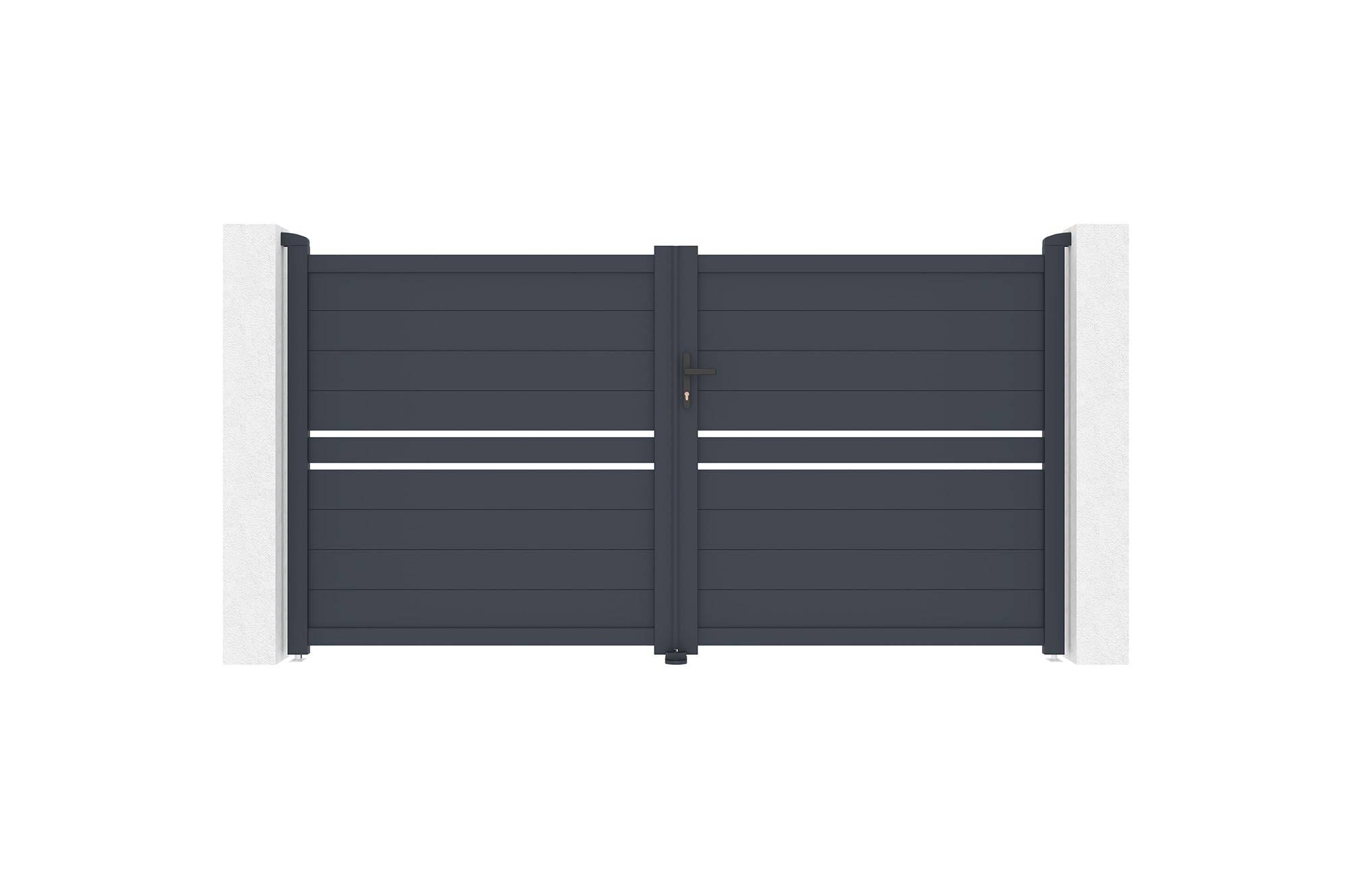 CASANOOV Portail Battant CIMONE 300x158 cm (3x1,6 m – 5 m²) Aluminium Gris Anthracite RAL7016 – Semi-Ajouré Design Moderne – Résistant Corrosion – Kit Complet avec Accessoires
