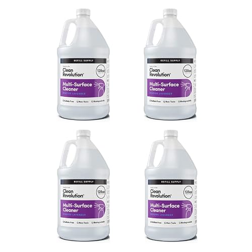 Clean Revolution Multi Surface Cleaner Refill Supply, Non-Toxic, Eco-Friendly & Plant-Based, Ready to Use, Seaside Lavender, 128 Fl Oz (Pack of 4)