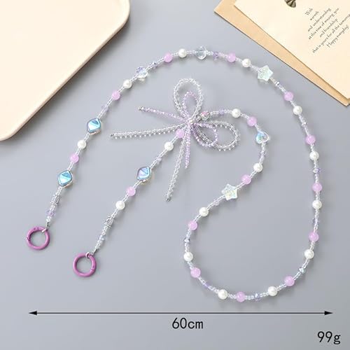 [Weimark] スマホショルダーストラップ 携帯ストラップ iPhone スマホ 韓国 ビーズ パール フラワー 花 肩掛け カスタム 忘れ物防止 耐久性 優雅 紛失防止 落下防止 付け替え かわいい おしゃれ (ホワイト) [並行輸入品]