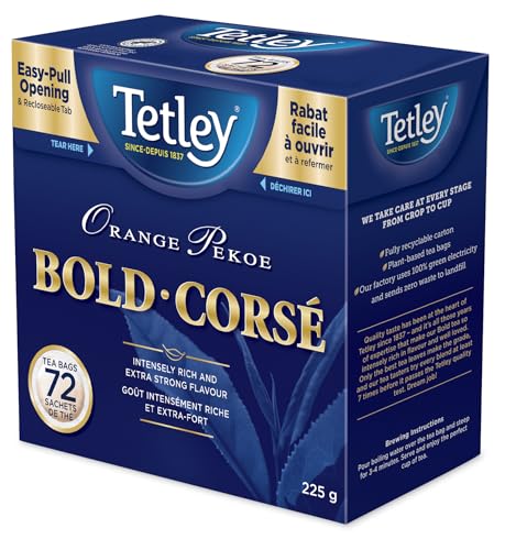 Tetley Orange Pekoe thé noir audacieux 72 sachets 225g