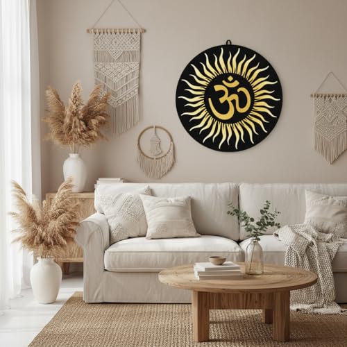 Image of HOME PINE OM LED Wall Decor Light 3D| Divine Wall Decor | Elegant Wall Hanging for Home & Office | Size- 18x18 Inch