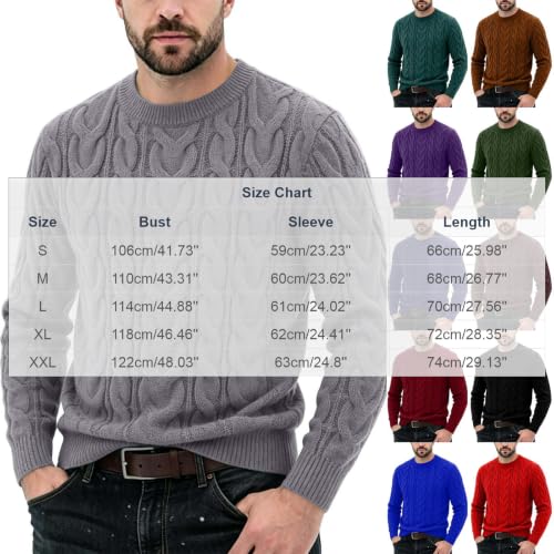 Cozy Mens Cable Knit Crewneck Sweater Perfect for Fall and Winter Layers - Image 4