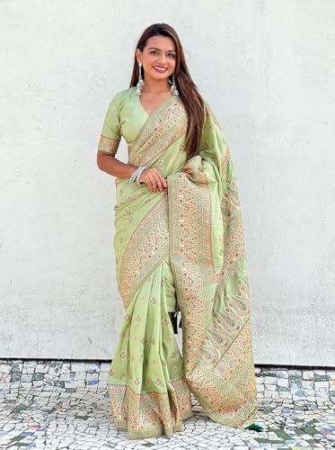 Image of Original Pashmina Kashmiri Silk Zari Woven Saree