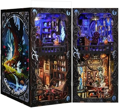 ETKVR Book Nook Kit, DIY Booknook Modell für Erwachsene, 3D Holz Puzzle | Buchstütze Buch Ecke, Miniatur Puppenhaus Haus Einsatz zur Bücherregal-Dekoration, Kreatives Geschenk für