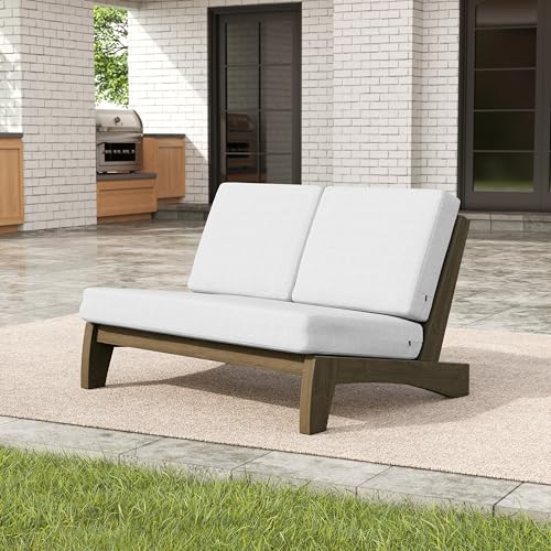 Image of Pia Ricoo 1-Piece Patio Furniture Set, Outdoor Loveseat with 4.5-Inch Thick Cushions, All-Weather Outdoor Sofa for Backyard, Deck, Lawn - Beige (Split Back)
