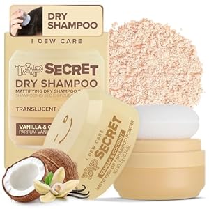 I DEW CARE Tap Secret Dry Shampoo Powder with Biotin & Korean Ginseng – Natural Non-Aerosol Dry Shampoo for Women | Warm Vanilla & Coconut Scent, Volumizing Hair, Travel Size, Stocking Stuffers 0.24Oz