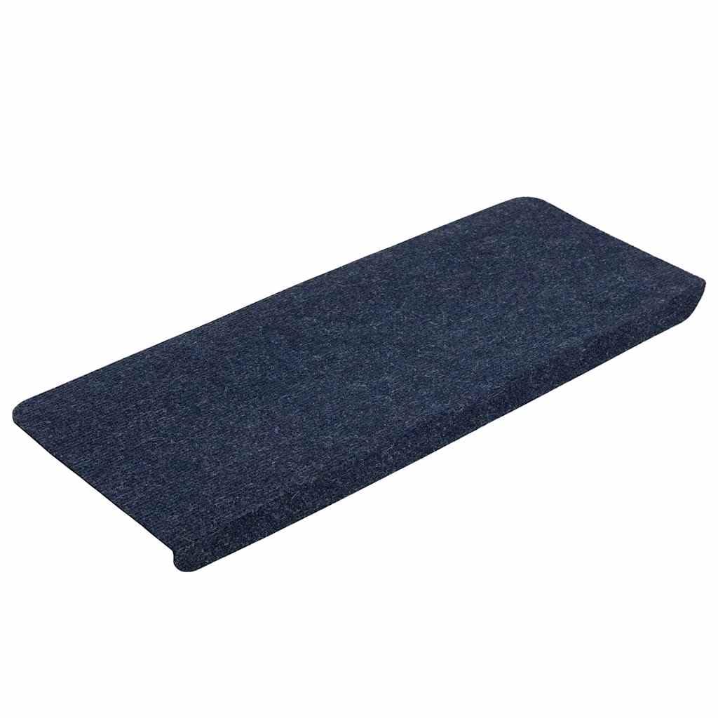 Alfombrillas autoadhesivas para escalones, 30 unidades, color azul, 65 x 24,5 x 3,5 cm, fieltro punzonado, antideslizantes, para escaleras de madera, con tiras adhesivas para reducir el