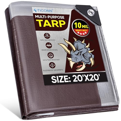 TICONN Heavy Duty Tarp Cover, Extra Thick Tarps Waterproof Tear and Rip Proof UV Resistant Tarpaulin with Reinforced Grommets and Edges (5.5 Mil, 6'x8') Blue-5.5 Mil 6'x8'