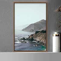 Framed Canvas Wall Art Foggy Mountain View Global Landscape Mountain Multicolor Photography Relax/Calm - 16x24 inches