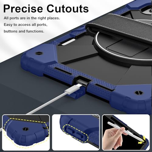 Coque Lenovo Idea Tab Pro Gen 2 antichoc avec support rotatif bleu marine
