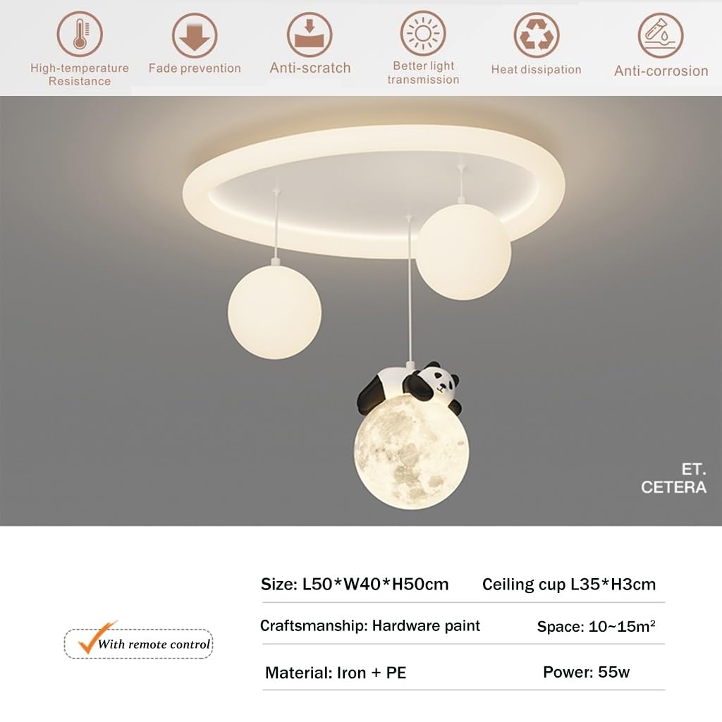Kinderzimmerlampe Cartoon Panda LED Deckenlampe Weiß Metall Deckenleuchte 3 Kugel Schlafzimmer Kronleuchter Dimmbar Einfache Beleuchtung Garderobe Babyzimmer Küche Schlafzimmerlampe(A Style)