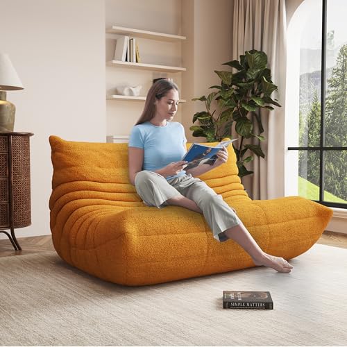 Image of Modular Sectional Sofa Couches L-Shape Couch 3 Seat Modular Sofa Memory Foam Sectional Couches for Living Room, (Yellow, Loveseat)