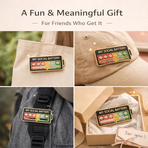 LAKJUOZ 2 Stück Soziale Batterie Pin,Slider Social Battery Badge,My Social Anstecker Pin Mein Sozialer Batterie-Pin-Slider Sozialer Batterie-Pin Lustige Emotionale Emaille-Pin Für 7 Tage Woche