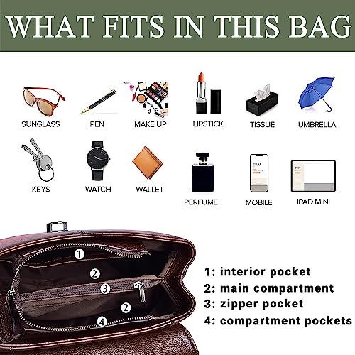 Image of Genuine Leather Satchel for Women Top Handle Bags Handmade Purse Vintage Embossed Leather Crossbody Handbags Hobo Bag