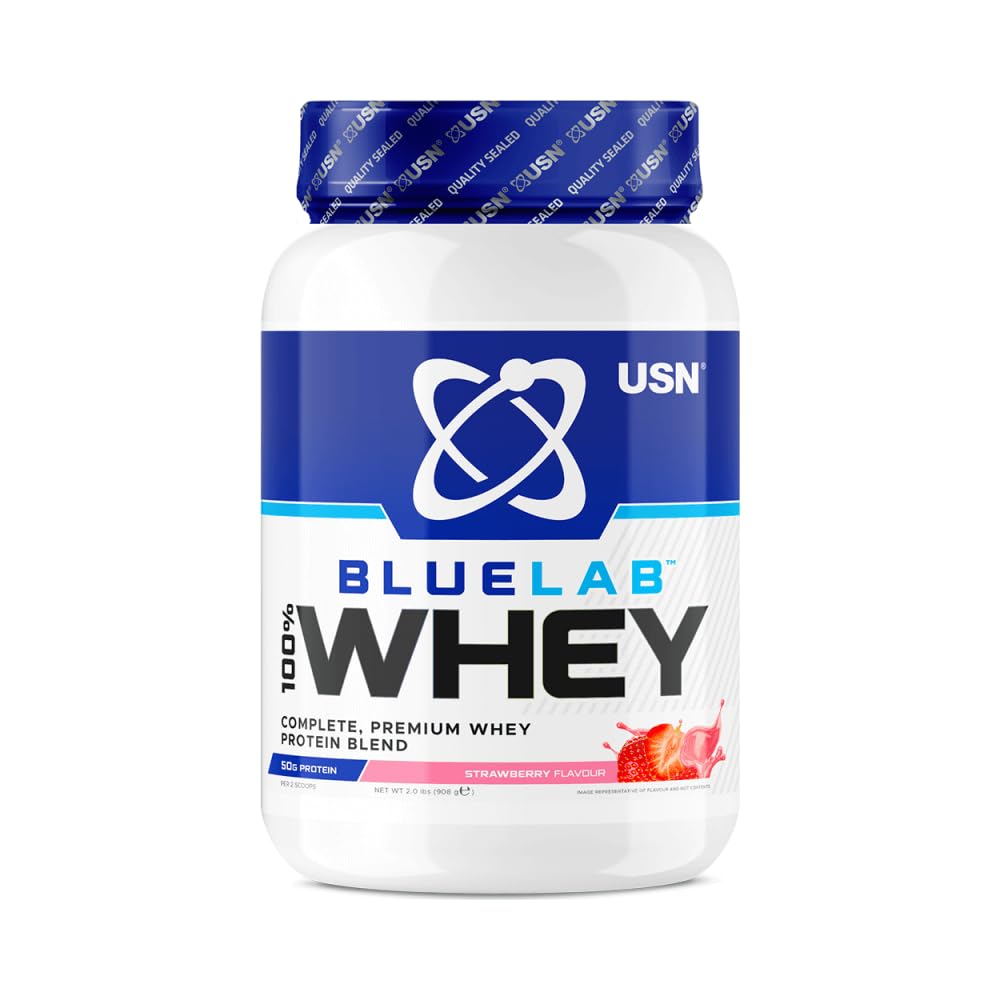 Blue Lab Whey Protein Powder, Tropical Smoothie Flavour - 2kg, Premium Whey Isolate Protein Dietary Supplement, Post Workout Lean Muscle Growth BCAA Amino Acids Powder, Protein Shake Drink Mix