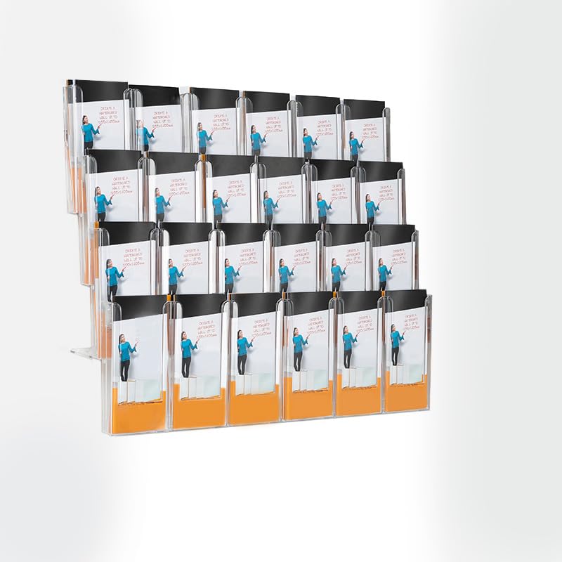 Metroplan Expanda-Stand Wall Mounted Leaflet Holder | Display Dispenser | Complete visibility allows easy browsing| Promote activities, services & events (24 x 1/3 A4) Clear