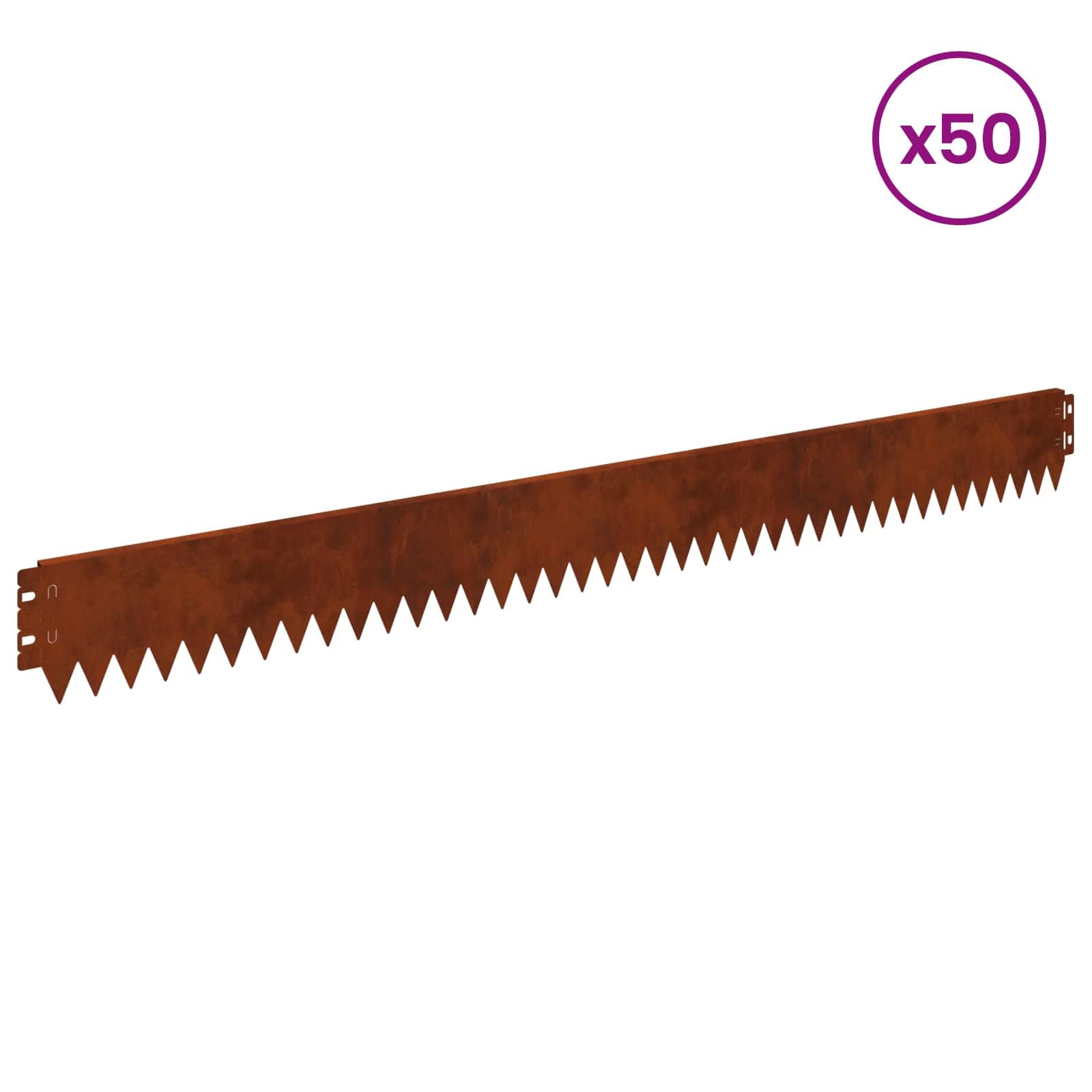 Lot de 50 bordures de pelouse en acier inoxydable - 103 x 10 cm - Bordures de jardin flexibles pour délimitation de parterres de fleurs, bordures de parterres et pelouses - Résistantes aux