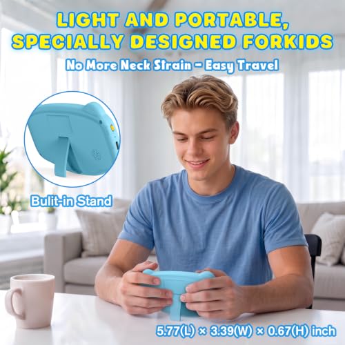 Image of Portable 16 Bit Handheld Game Console for Kids, Retro Gaming Console with 300 Classic Video Games, Handheld Plug & Play Player with 3.2'' IPS Screen, Rechargeable Travel Gift for Boys & Girls (Blue)