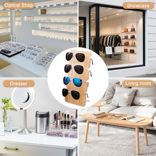 Techchii Brillenständer für Mehrere Brillen, Brillenaufbewahrung Ständer Holz, Sonnenbrillen Organizer Tragbar Brillen Ständer, Geeignet für Schreibtisch, Frisiertisch, Schreibtisch, Schlafzimmer