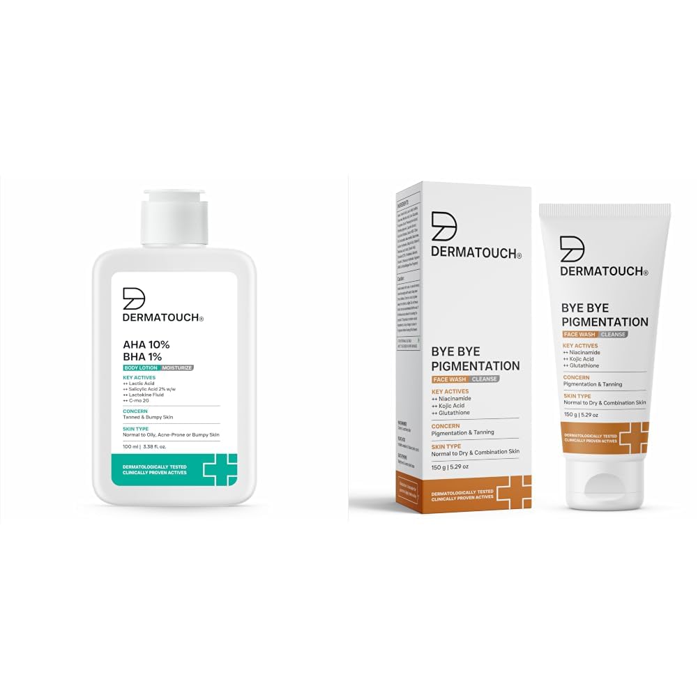 DERMATOUCH AHA 10% BHA 1% Body Lotion For Men and Women 100ml & Bye Bye Pigmentation Face Wash 150g-image-45