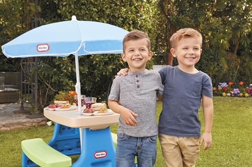 Little Tikes Easy Store Jr. Picnic Table with Umbrella - Blue / Green, 27.25''L x 27.00''W x 18.25''H by Little Tikes - Image 3