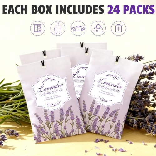 Image of FURWEY 24 Packs Lavender Scented Sachets, Long Lasting Sachet Bag