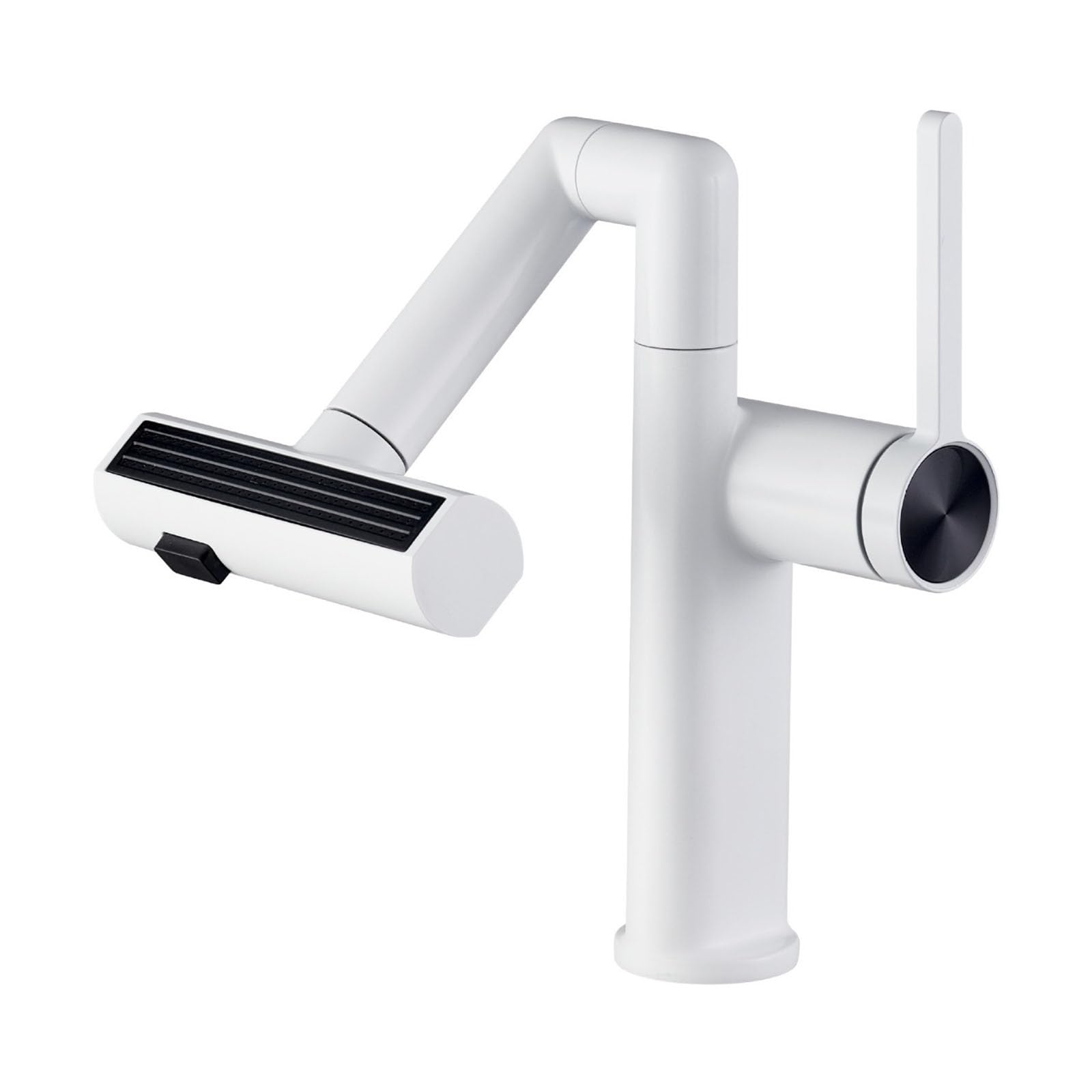 ASerZenith Single Handle Basin Faucet Swivel Spout,Hot And Cold Water Bathroom Sink Faucet,Brass Vessel Sink Faucet Mixer Tap(White)