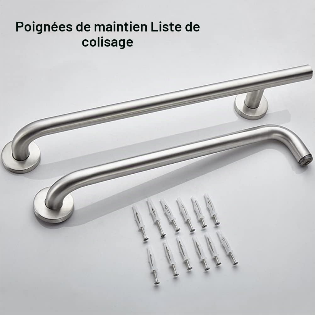 Barres D'Appui pour Salle de Bain,70x50cm en Acier Inoxydable Barre D'Appui de Douche en Forme de L,Idéal pour Les Femmes Enceintes, Les Personnes âgées et Les Personnes Hand(Size:poli,Color:droit)