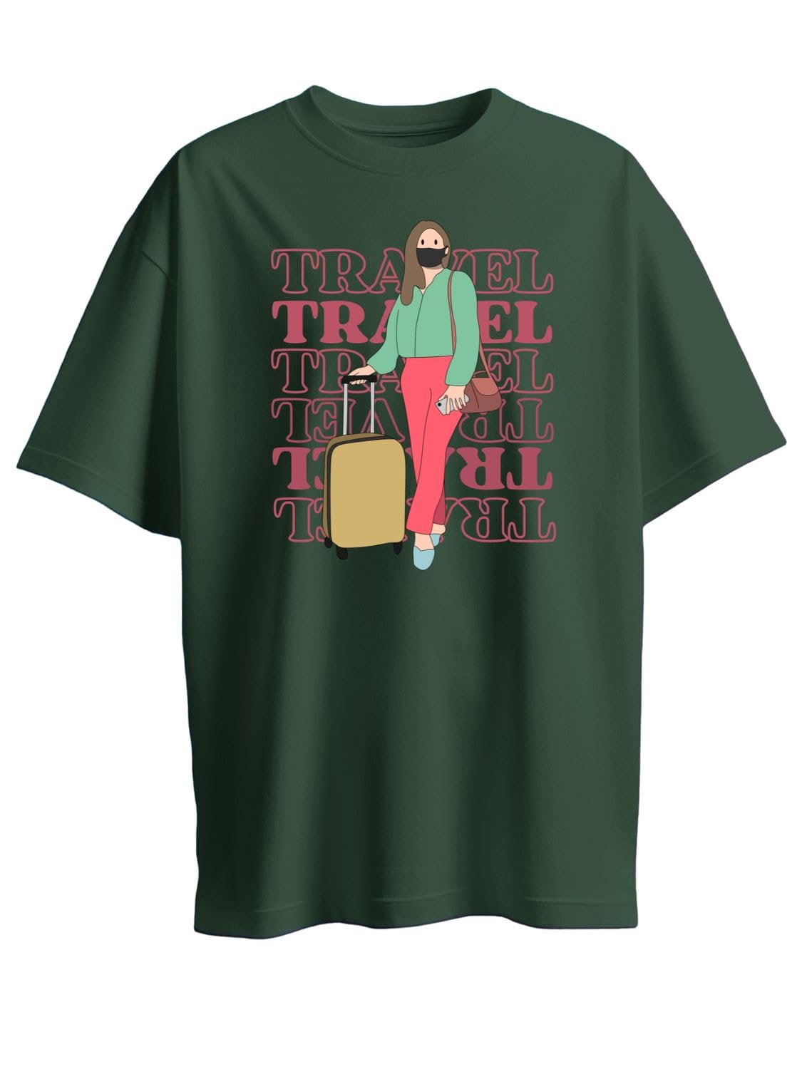 Women's Pure Cotton Trendy Travel T-Shirt | Drop Shoulder, Graphic Tee | Unisex Regular & Oversized | 180/220 GSM | Half Sleeve, Round Neck | S–5XL | Black, Blue, White, Red, Green-picture-32