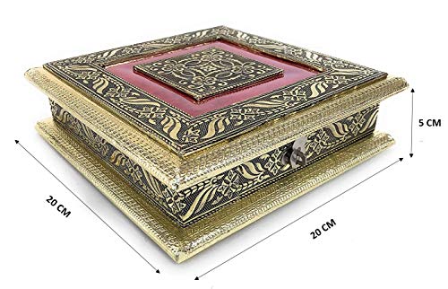 Image of RIOMAX Wooden Rajwadi Meva Oxidized Decorative Empty Dry Fruit Box /Gift Box (4 Section Box)