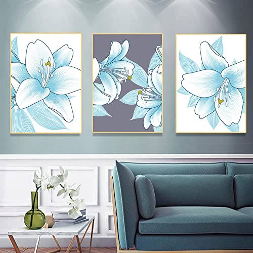 Toile fleur scandinave bleu abstrait pour raviver un mur de salon terne - 3