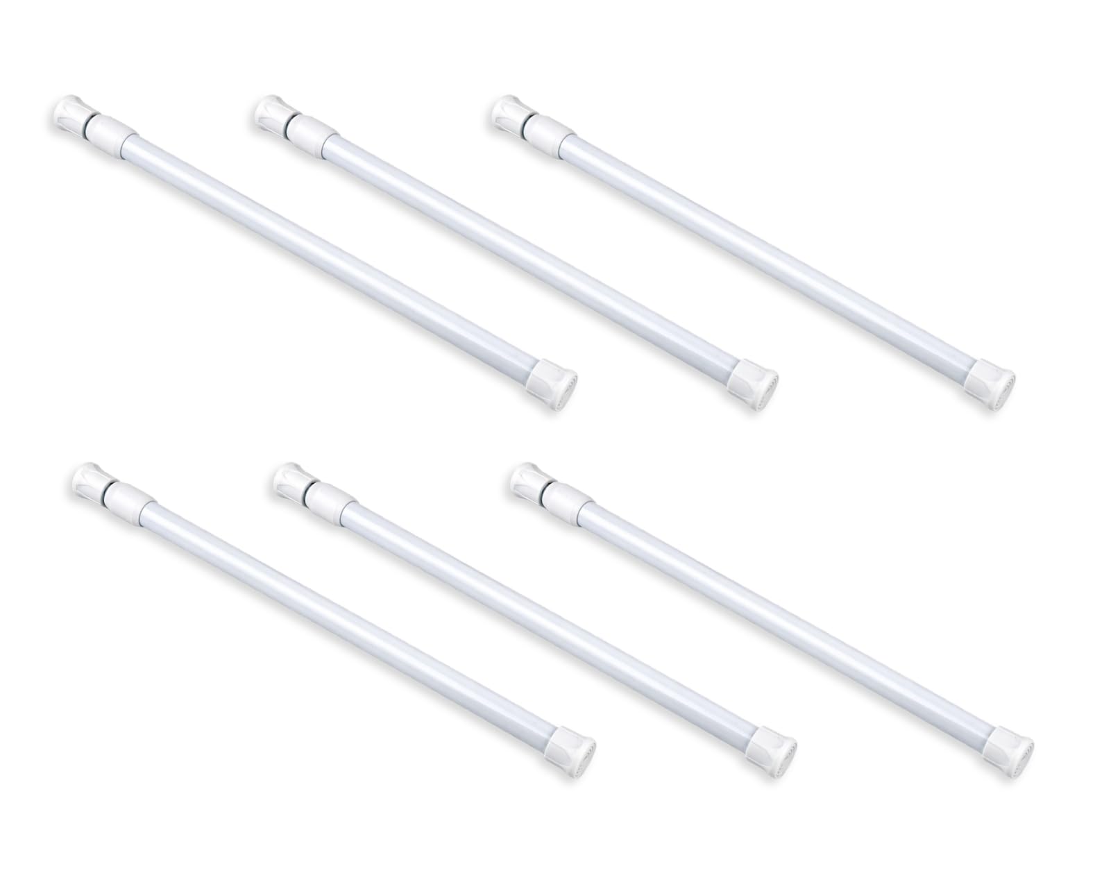 YCConcept Mini Tension Rod Cabinet Curtain Rod 6 Pack Adjustable Small Tension Rods 12-20 Inch Spring Tension Curtain Rods For RV Fridge Cupboard Window Closet