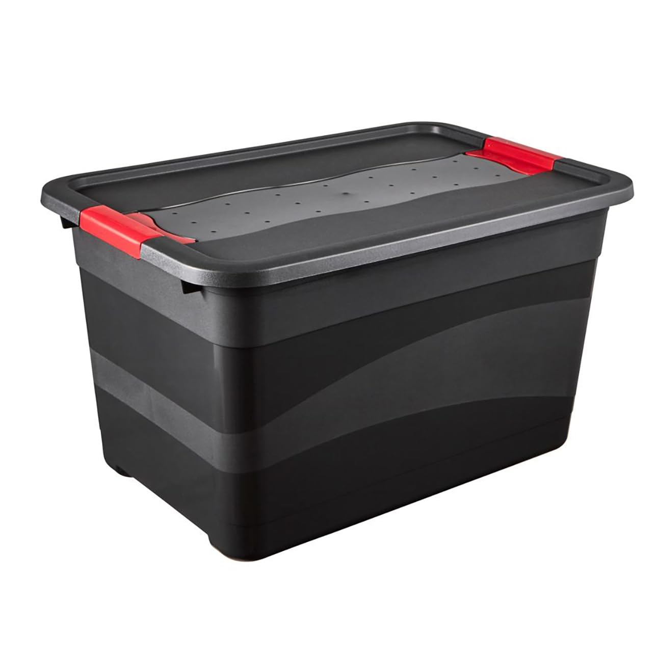 keeeper Transport Box with Lid, Extra Strong, Sliding Closure, 59.5x39.5x34 cm, 52 Litre, Eckhart, Graphite Grey