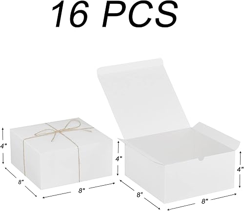 Vista 28 de Xxcxpark 48 cajas de regalo blancas de 4 x 4 x 4 pulgadas, caja decorativa de regalo de regalo con tapa para manualidades, cubos, cupcakes, cajas