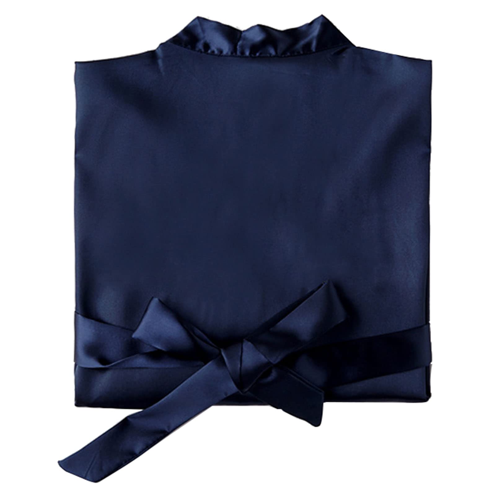 Simiduneur Women's Navy Bride Kimono Robe - Satin Bridesmaid Party Robe With Embroidery Writing - Bridal Morning Wear, M