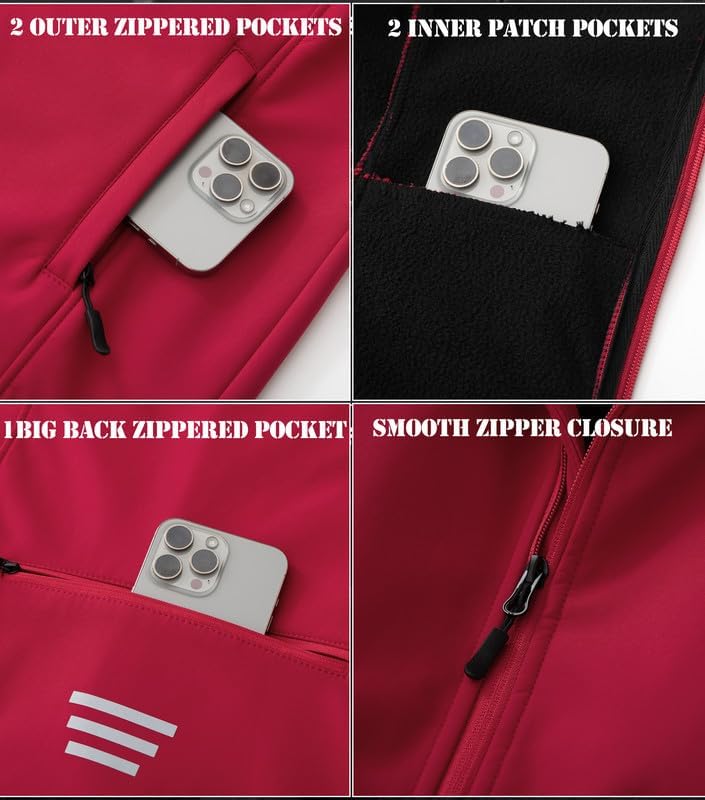 GGleaf Women's Hooded Softshell Vest Fleece Lined Windproof Zip Up Sleeveless Jacket Lightweight Coat for Running - Image 5