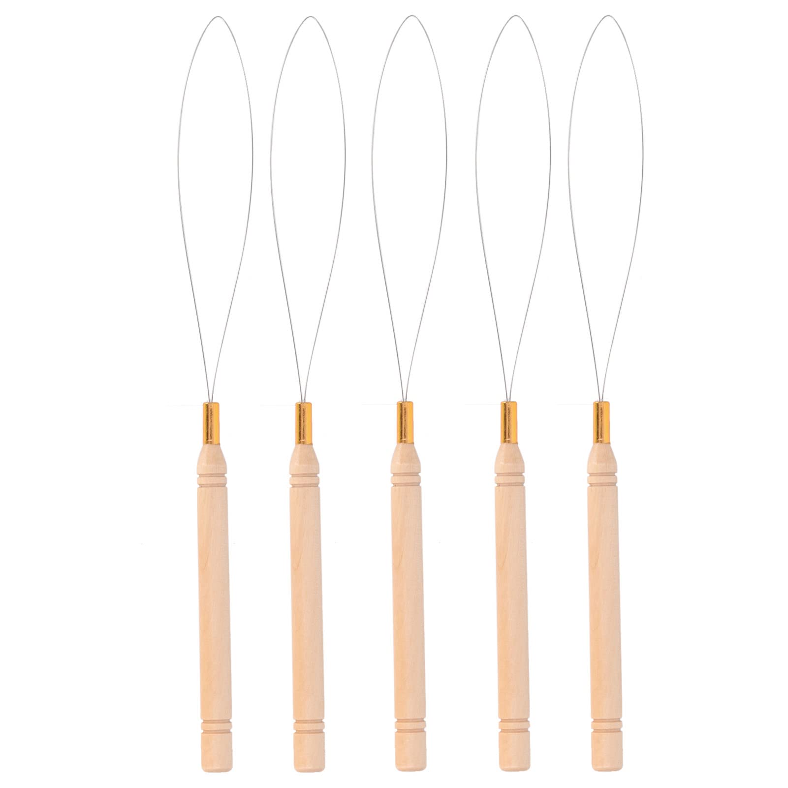 Hair Extension Loop Needle Threader, 5PCS Durable Hair Extensions Kit Micro Links Hair Extension Loop Tool for Hair or Feather Extensions