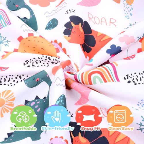 Image of JISEN Baby Crib Sheet 1 Piece Portable Fitted Crib Sheet for Standard Crib and Toddler Mattresses Nursery Bed Decor for Boys Girls 28x52 Inch Multicolor Dinosaurs