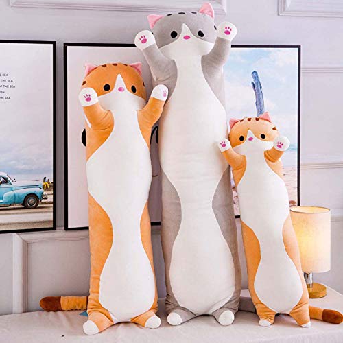 angwang 50/70/90 cm de faixa longa de gato fofo boneca de pelúcia macia brinquedo fofo sofá cama tra