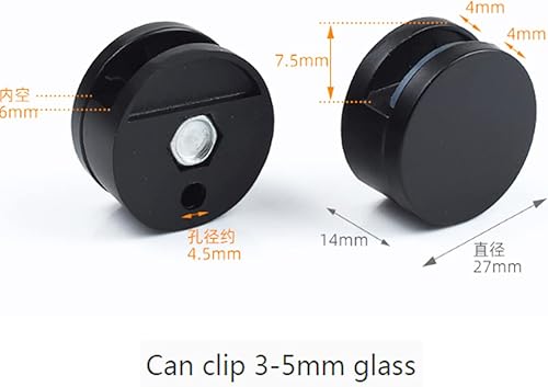 Miniatura 2 de Clips de espejo, clip de cristal flotante de aleación de zinc, soporte de espejo redondo montado en la pared, espejo de baño, hoja de soporte,