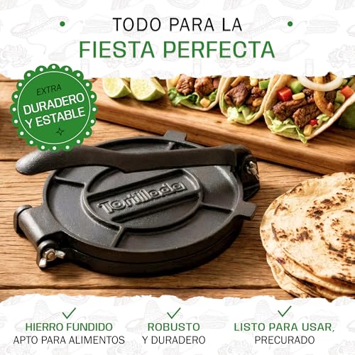 Miniatura 7 de Tortillada - Prensa De Tortilla De Hierro Fundido Con Recetas Ebook En Francés 20 Cm