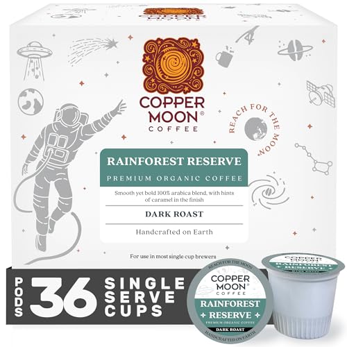 Image of Copper Moon Single Serve Coffee Pods for Keurig K-Cup Brewers, Dark Roast, Rainforest Reserve Blend, 36 Count