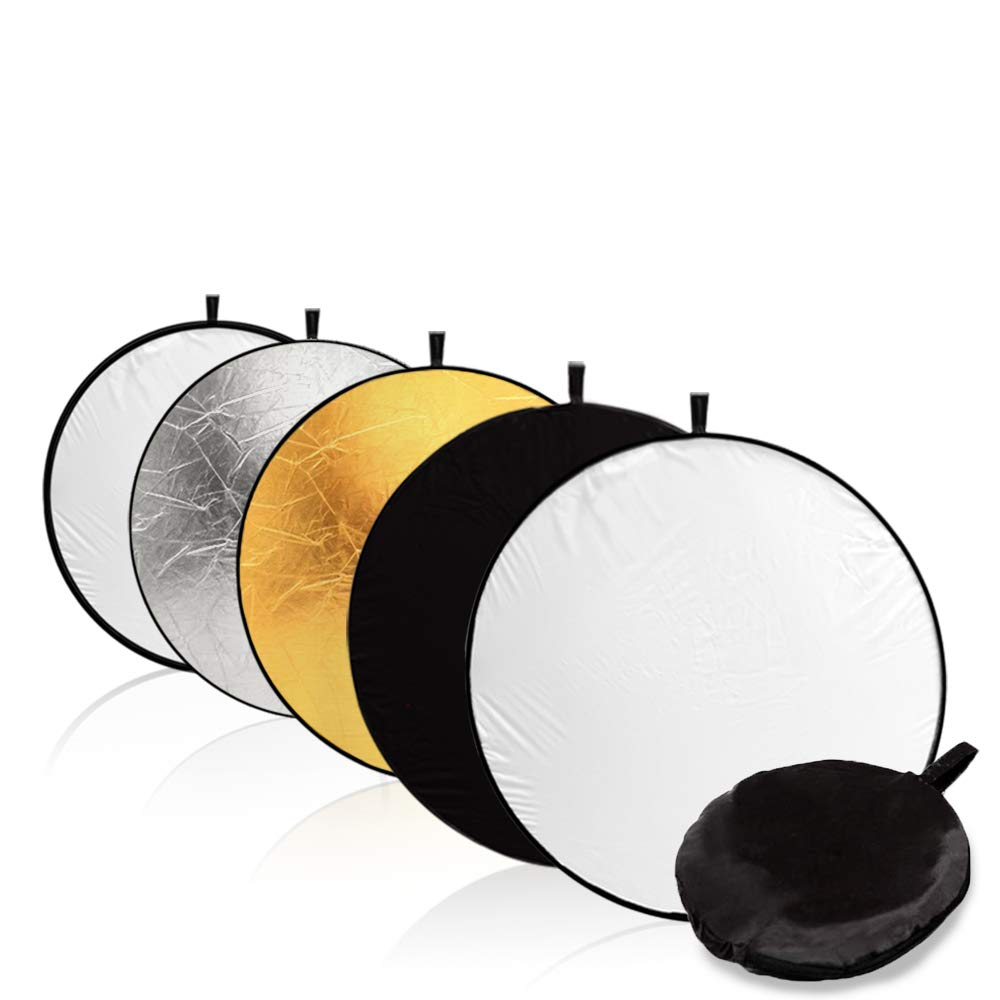 LimoStudio 43" 5 in 1 Photography Studio Collapsible Multi Photo Disc Reflector, 5 Colors White, Black, Silver, Gold, Translucent for Photo Video Studio, AGG808