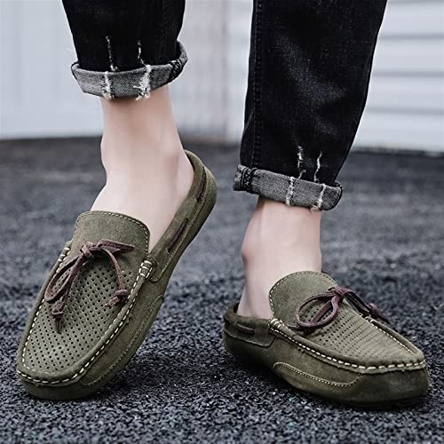 Men's Mens Loafers Shoe Genuine Leather Stitching Details Perforated Breathable Mule Loafer Deck Shoes Anti-Slip Flat Heel Comfortable Flexible4