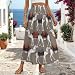 DGTXWIT Women's Elastic High Waist Maxi Skirt Camel Ornate Casual A Line Long Flowy Skirt for Beach Vacation & Daily Wear Medium