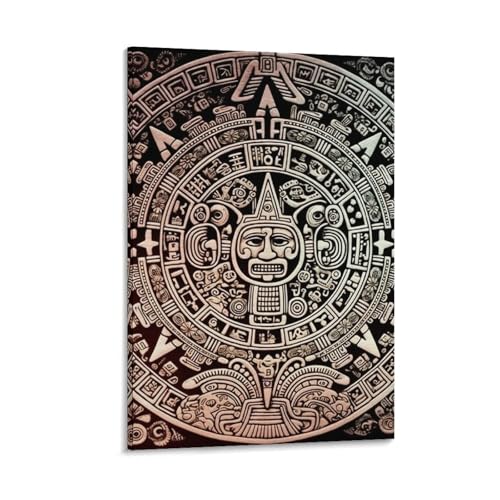 Calendrier maya toile murale déco sans reflet pour salon